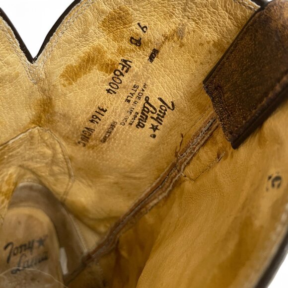 Tony Lama Brown Leather Western Cowboy Cowgirl Boots Women's 9 B - Picture 10 of 13